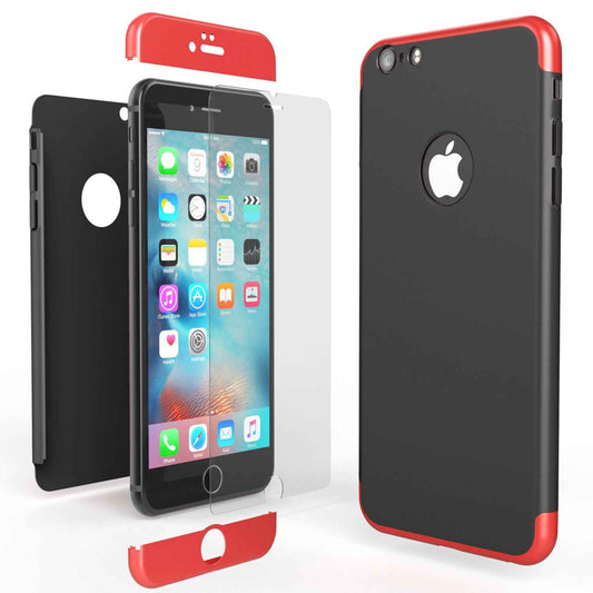 NALIA 360 Grad Handyhülle kompatibel mit iPhone 6 Plus, Full-Cover & Glas vorne hinten Hülle Doppel-Schutz Dünn Ganzkörper Hard-Case Etui Handy-Tasche Bumper & Displayschutz