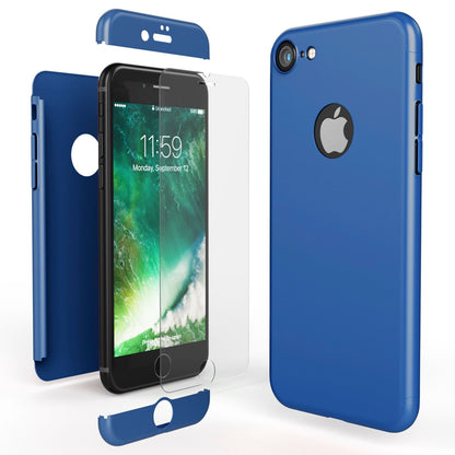 NALIA Rundum Handyhülle kompatibel mit iPhone 7, Cover 360° Grad Full-Body Doppel-Schutz Hülle mit Displayschutzglas, Bumper Hard-Case 2 in 1 Etui, Rückseite & Rahmen