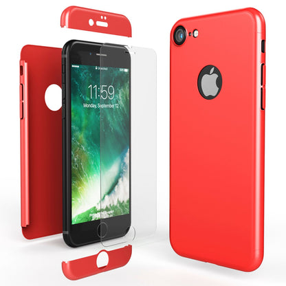 NALIA Rundum Handyhülle kompatibel mit iPhone 7, Cover 360° Grad Full-Body Doppel-Schutz Hülle mit Displayschutzglas, Bumper Hard-Case 2 in 1 Etui, Rückseite & Rahmen