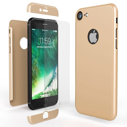 NALIA Rundum Handyhülle kompatibel mit iPhone 7, Cover 360° Grad Full-Body Doppel-Schutz Hülle mit Displayschutzglas, Bumper Hard-Case 2 in 1 Etui, Rückseite & Rahmen