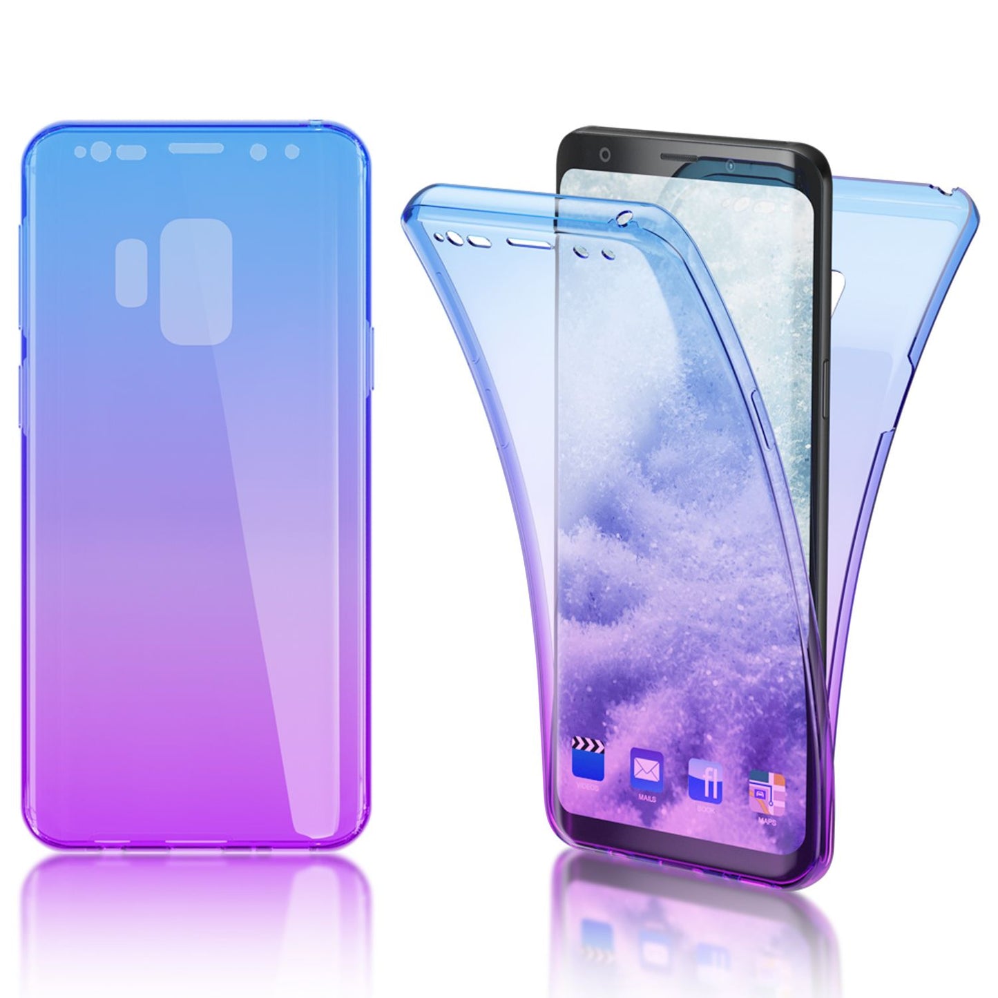 NALIA 360 Grad Hülle kompatibel mit Samsung Galaxy S9, Full Cover vorne & hinten Rundum Doppel-Schutz, Dünnes Ganzkörper Case Silikon Etui, Transparenter Displayschutz & Rückseite