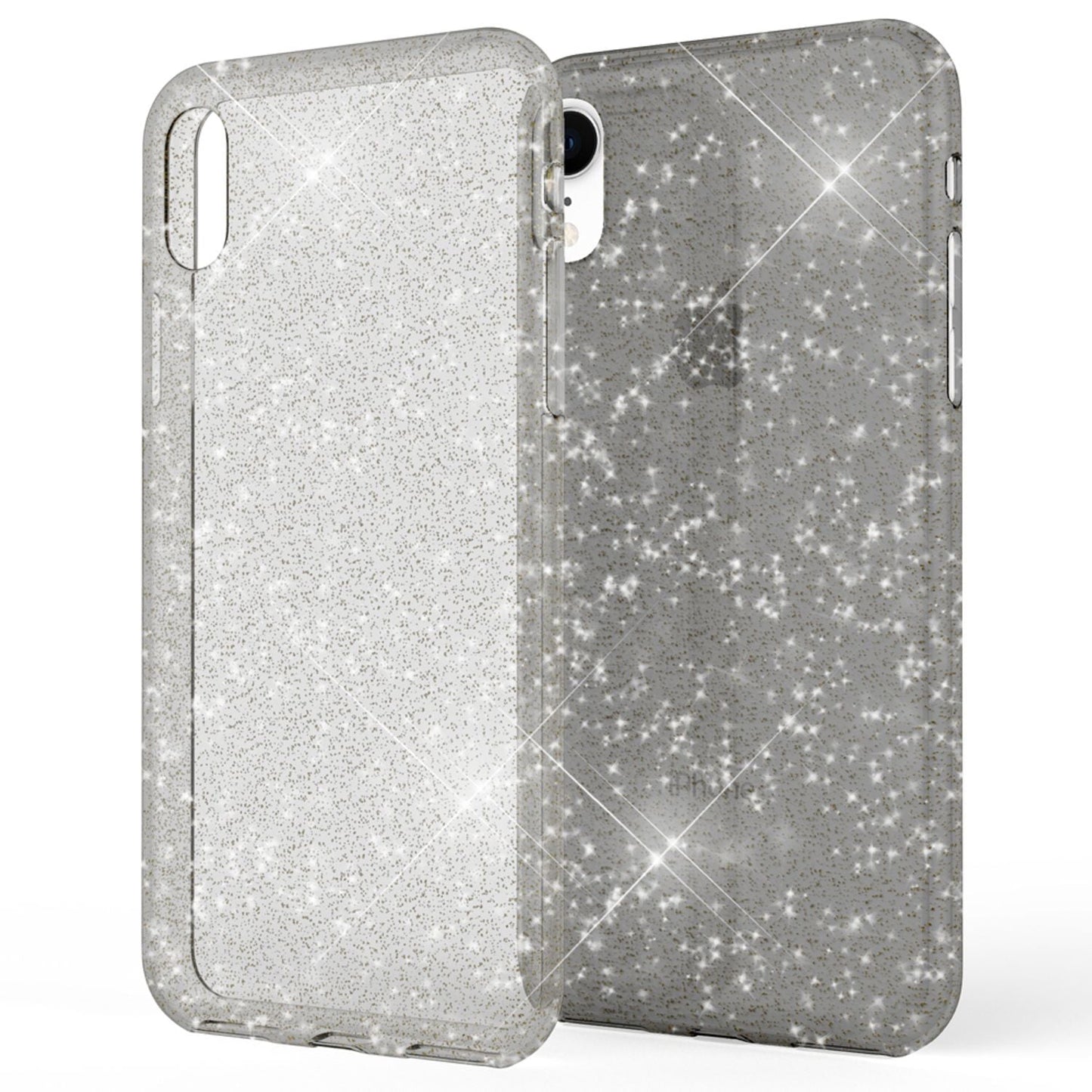 NALIA Glitzerhülle für iPhone XR – Funkelndes Silikon Case – DAZZLIN (Transparent & Stoßfest) – Marke aus Berlin