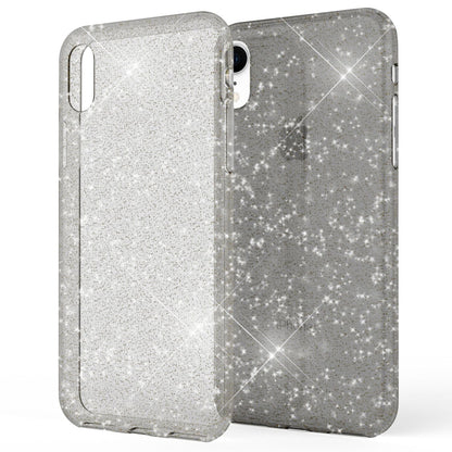NALIA Glitzerhülle für iPhone XR – Funkelndes Silikon Case – DAZZLIN (Transparent & Stoßfest) – Marke aus Berlin