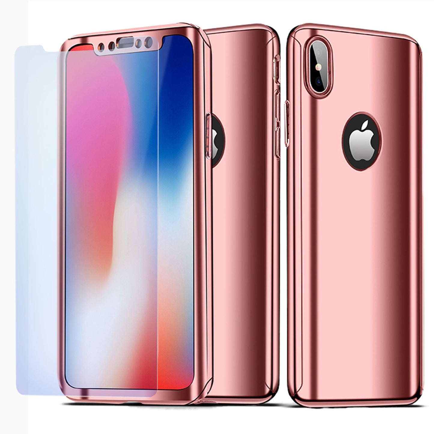 NALIA 360 Grad Handyhülle kompatibel mit Apple iPhone XS Max, Full-Cover & Schutzglas vorne hinten Hülle Doppel-Schutz Dünn Ganzkörper Case Etui Handy-Tasche Bumper & Displayschutz
