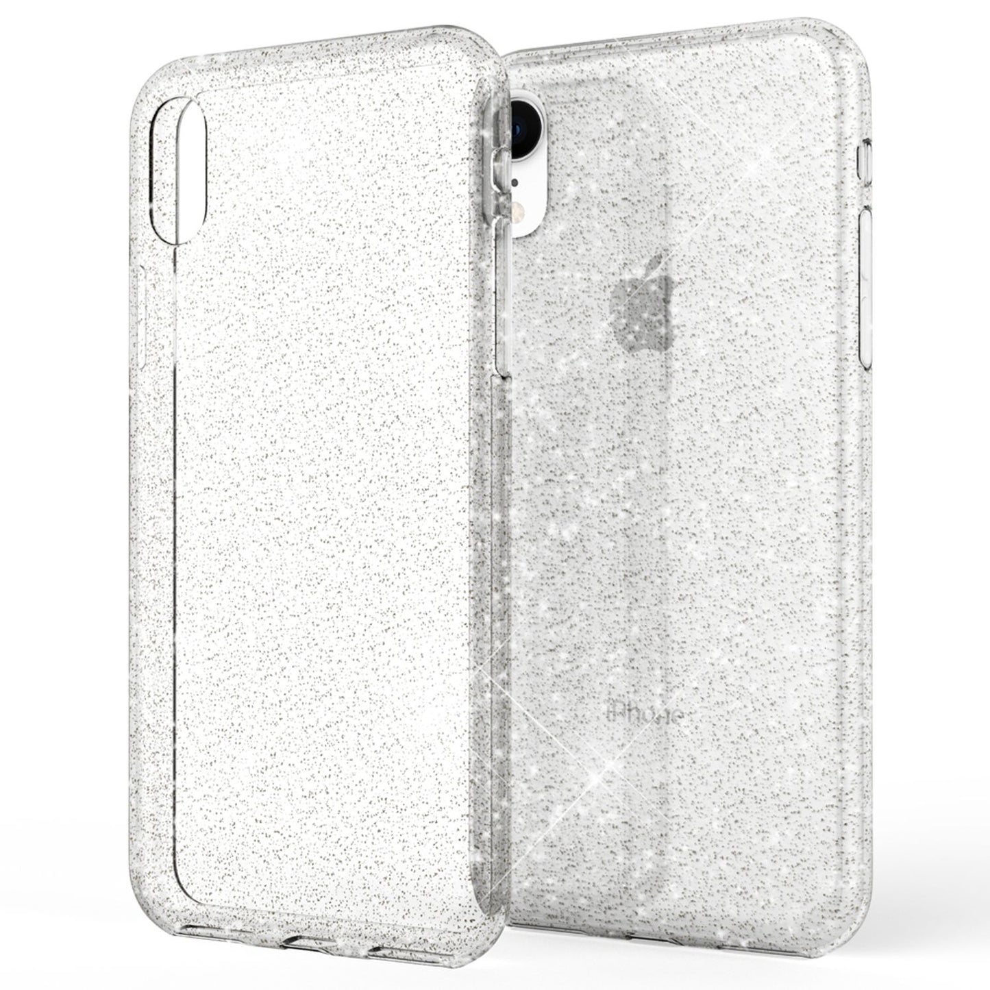 NALIA Glitzerhülle für iPhone XR – Funkelndes Silikon Case – DAZZLIN (Transparent & Stoßfest) – Marke aus Berlin