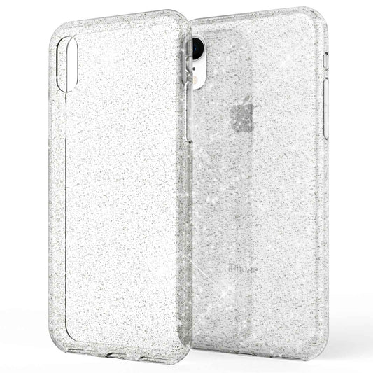NALIA Glitzerhülle für iPhone XR – Funkelndes Silikon Case – DAZZLIN (Transparent & Stoßfest) – Marke aus Berlin
