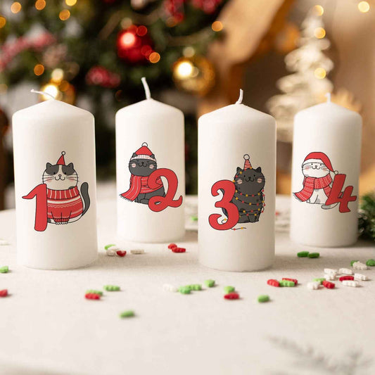 Kleine Kerzen "Advent Katzen" - Adventskerzen im 4er Set