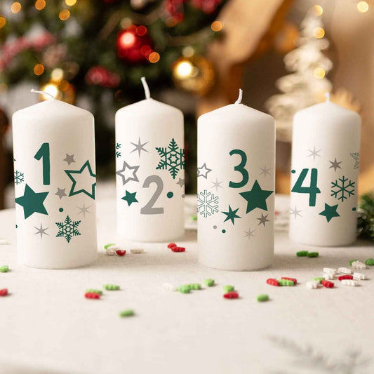 Kleine Kerzen "Advent Sterne" - Adventskerzen im 4er Set