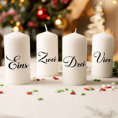 Kleine Kerzen "Advent Ziffern" - Adventskerzen im 4er Set
