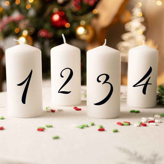 Kleine Kerzen "Advent Ziffern" - Adventskerzen im 4er Set