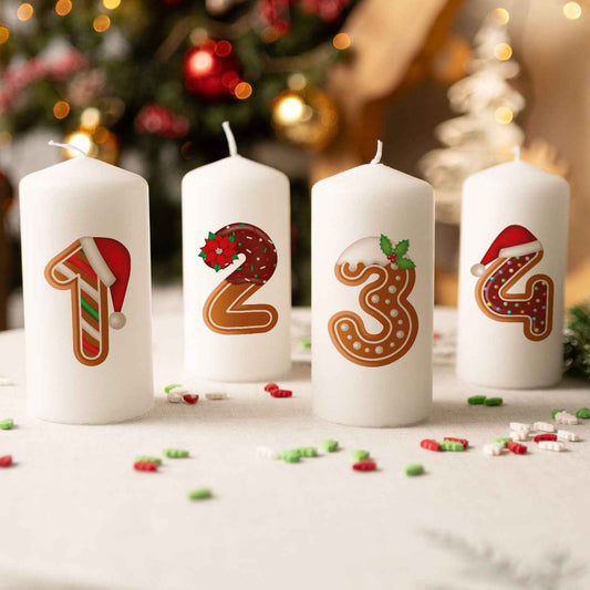 Kleine Kerzen "Lebkuchen" - Adventskerzen im 4er Set