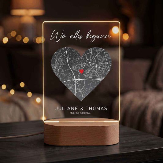 Beleuchtetes LED Acrylglas - Wo alles begann mit Namen