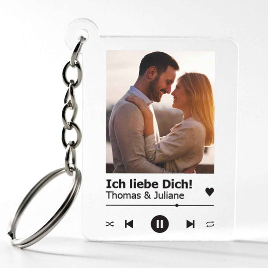 Schlüsselanhänger Song Cover Glas Bild mit Foto - Titel und Musikalbum inkl.