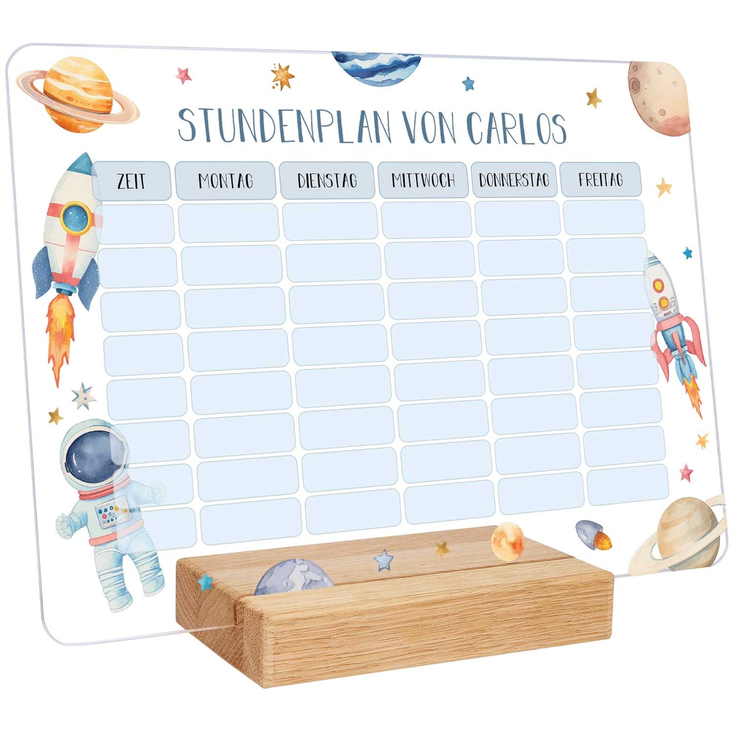 Personalisierter Stundenplan mit Namen in versch. Motiven