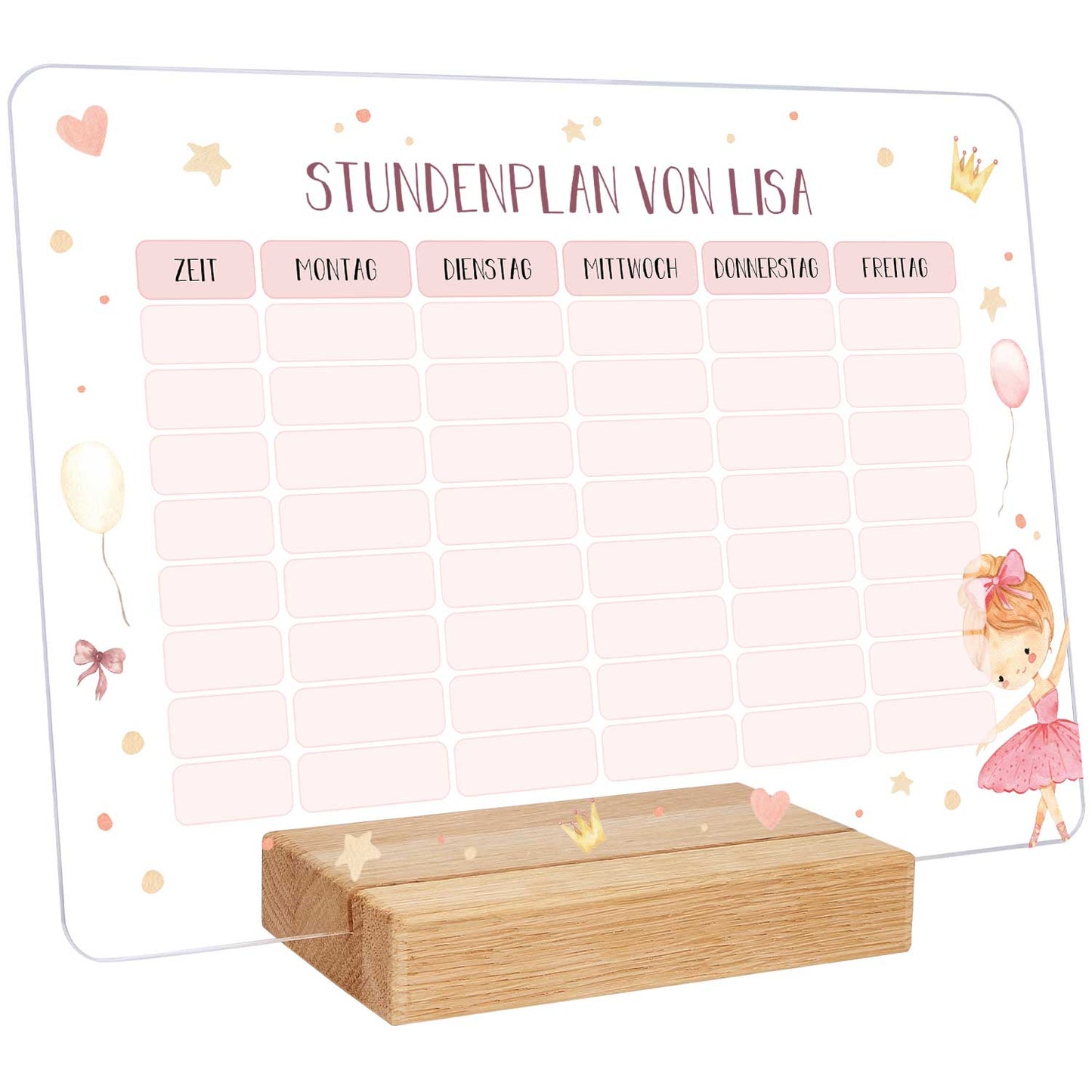 Personalisierter Stundenplan mit Namen in versch. Motiven