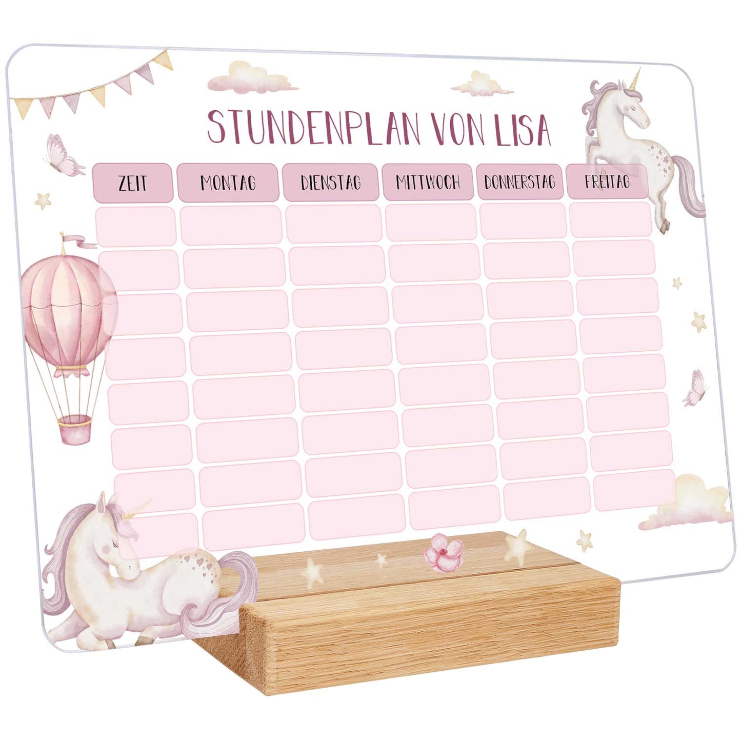 Personalisierter Stundenplan mit Namen in versch. Motiven