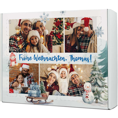Personalisierter DIY Adventskalender mit 4 Fotos & Wunschtext zum selbst Befüllen
