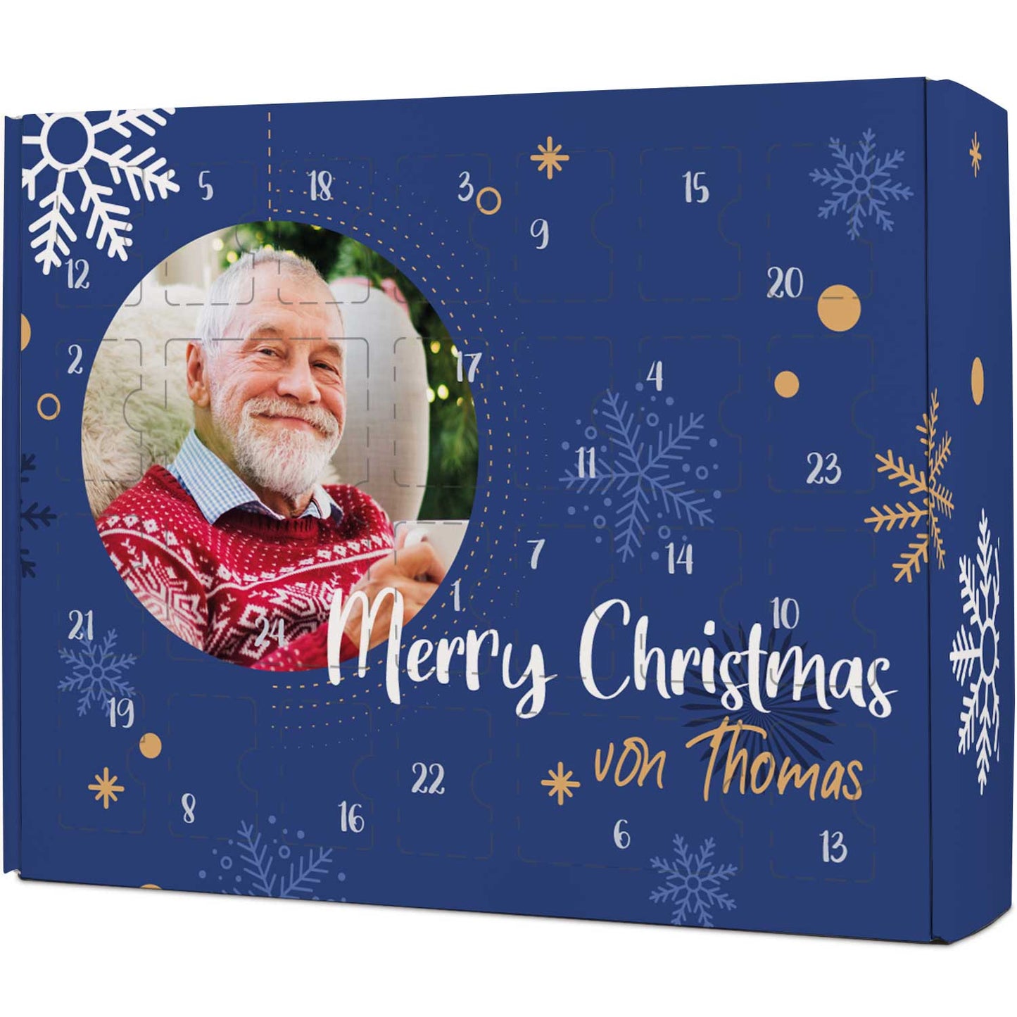 Personalisierter DIY Adventskalender Fotomotiv Kreis mit Foto & Namen zum selbst Befüllen