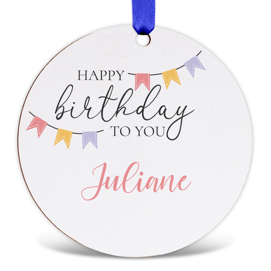 Geschenkanhänger aus Holz - Happy Birthday - Personalisiert mit Namen