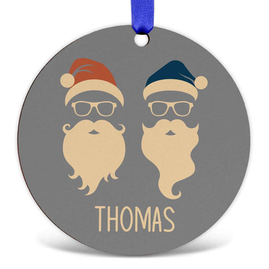 Christbaumschmuck aus Holz - Cool Santa - Weihnachtsanhänger mit Namen
