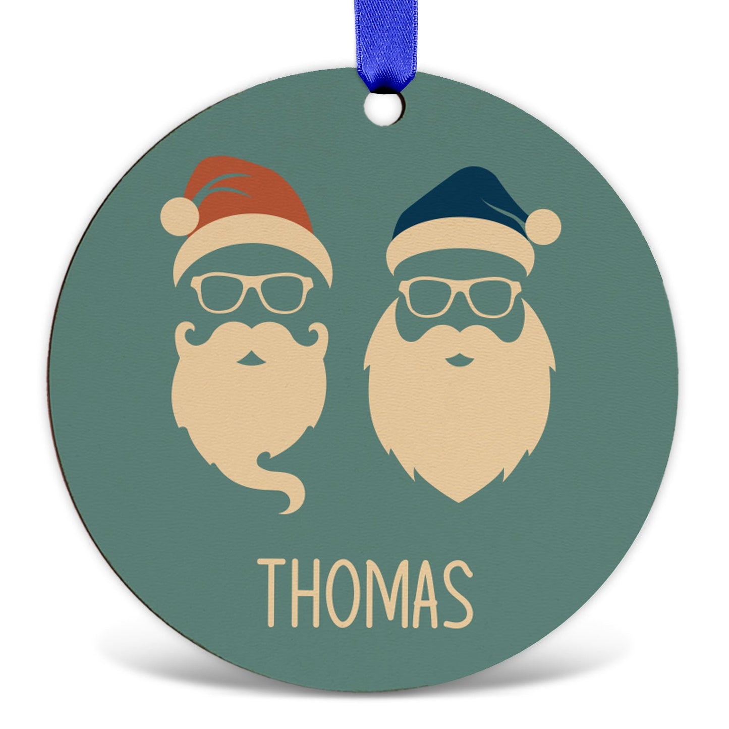 Christbaumschmuck aus Holz - Cool Santa - Weihnachtsanhänger mit Namen