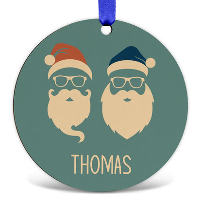 Christbaumschmuck aus Holz - Cool Santa - Weihnachtsanhänger mit Namen