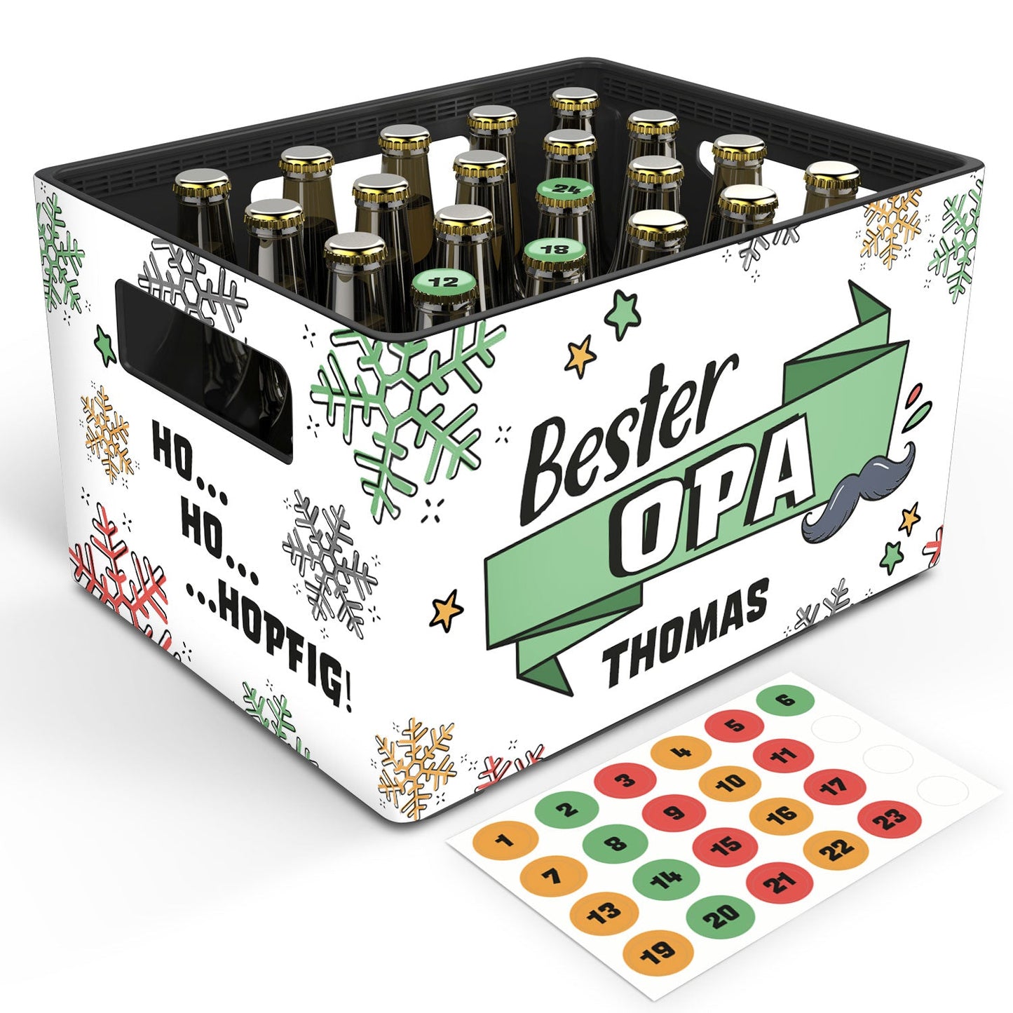 DIY Bierkasten Banderole mit 24 Deckelaufklebern - Bester Opa