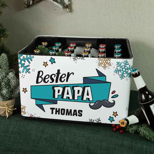 DIY Bierkasten Banderole mit 24 Deckelaufklebern - Bester Papa