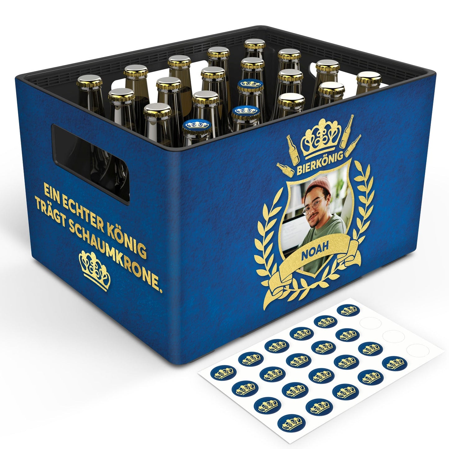 DIY Bierkasten Banderole mit 24 Deckelaufklebern - Bierkönig