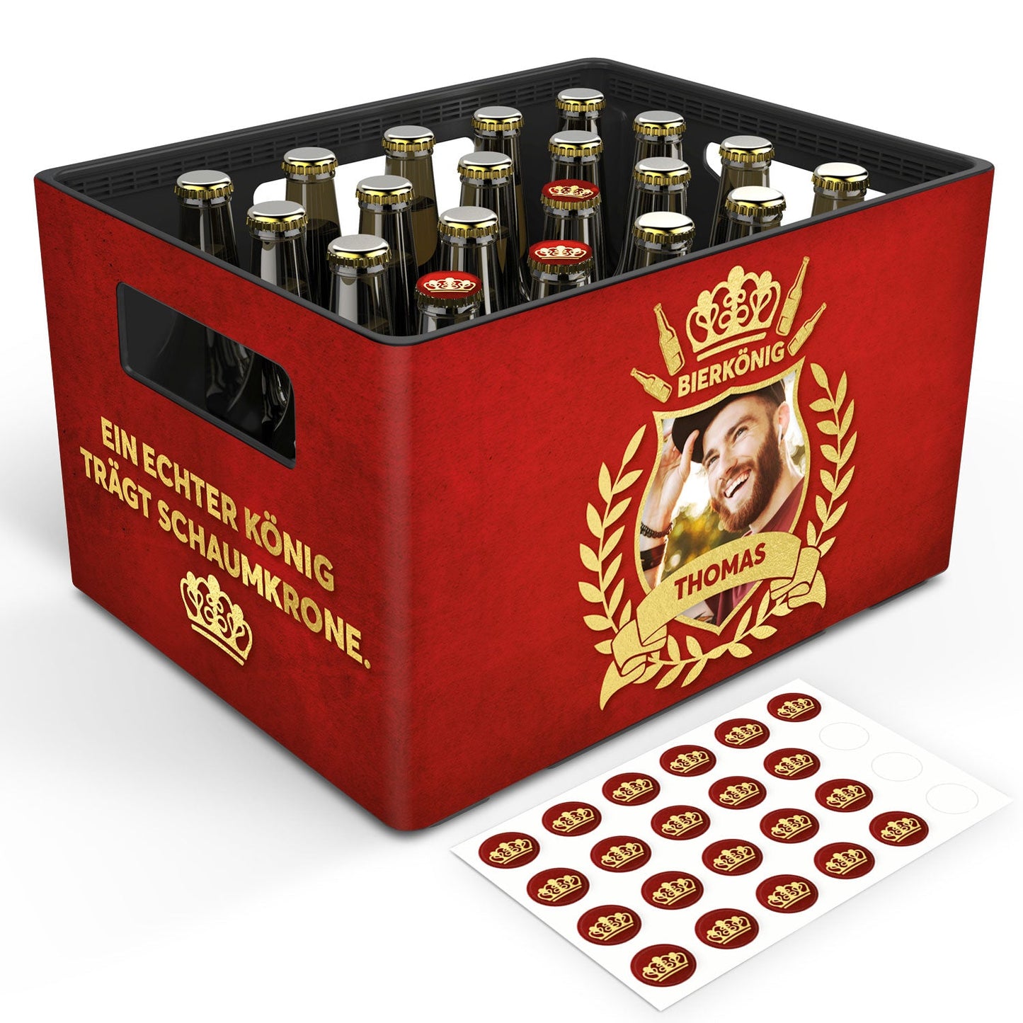 DIY Bierkasten Banderole mit 24 Deckelaufklebern - Bierkönig