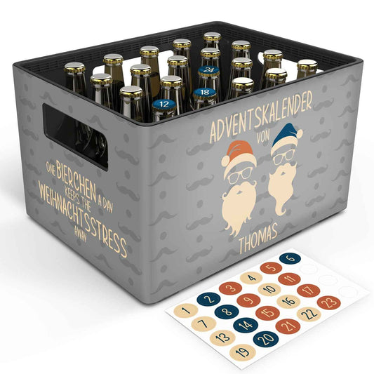 DIY Bierkasten Banderole mit 24 Deckelaufklebern - Cool Santa