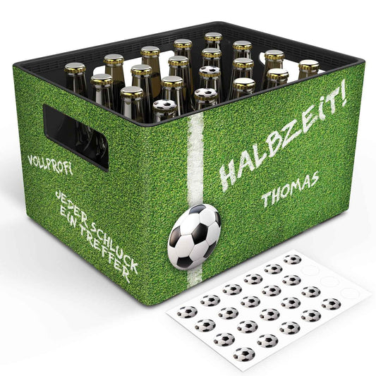 DIY Bierkasten Banderole mit 24 Deckelaufklebern - Fussball Motiv