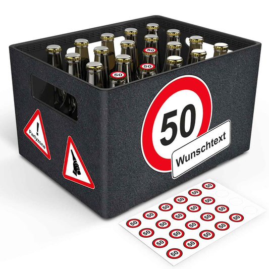 DIY Bierkasten Banderole mit 24 Deckelaufklebern - Verkehrszeichen