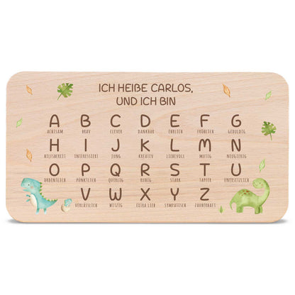Frühstücksbrettchen mit Druckmotiv & Name - ABC Dinosaurier
