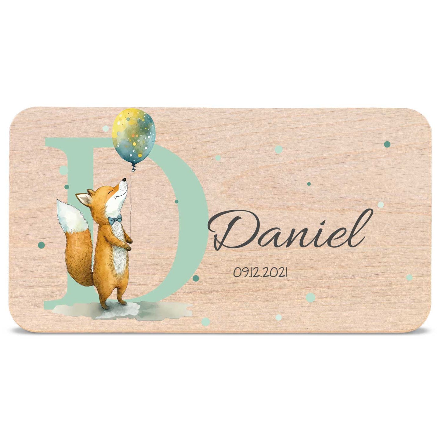 Frühstücksbrettchen mit Druckmotiv & Name - Initial