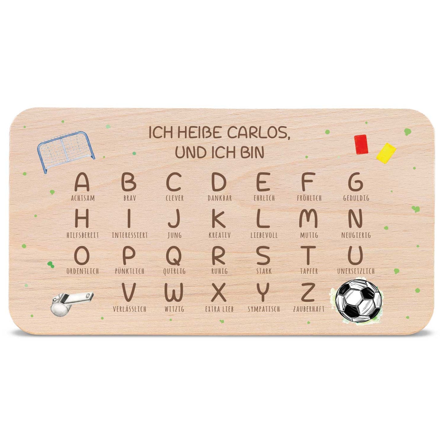 Frühstücksbrettchen mit Druckmotiv & Name - ABC Fußball