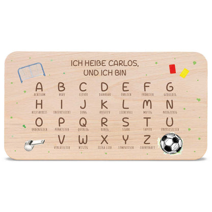 Frühstücksbrettchen mit Druckmotiv & Name - ABC Fußball