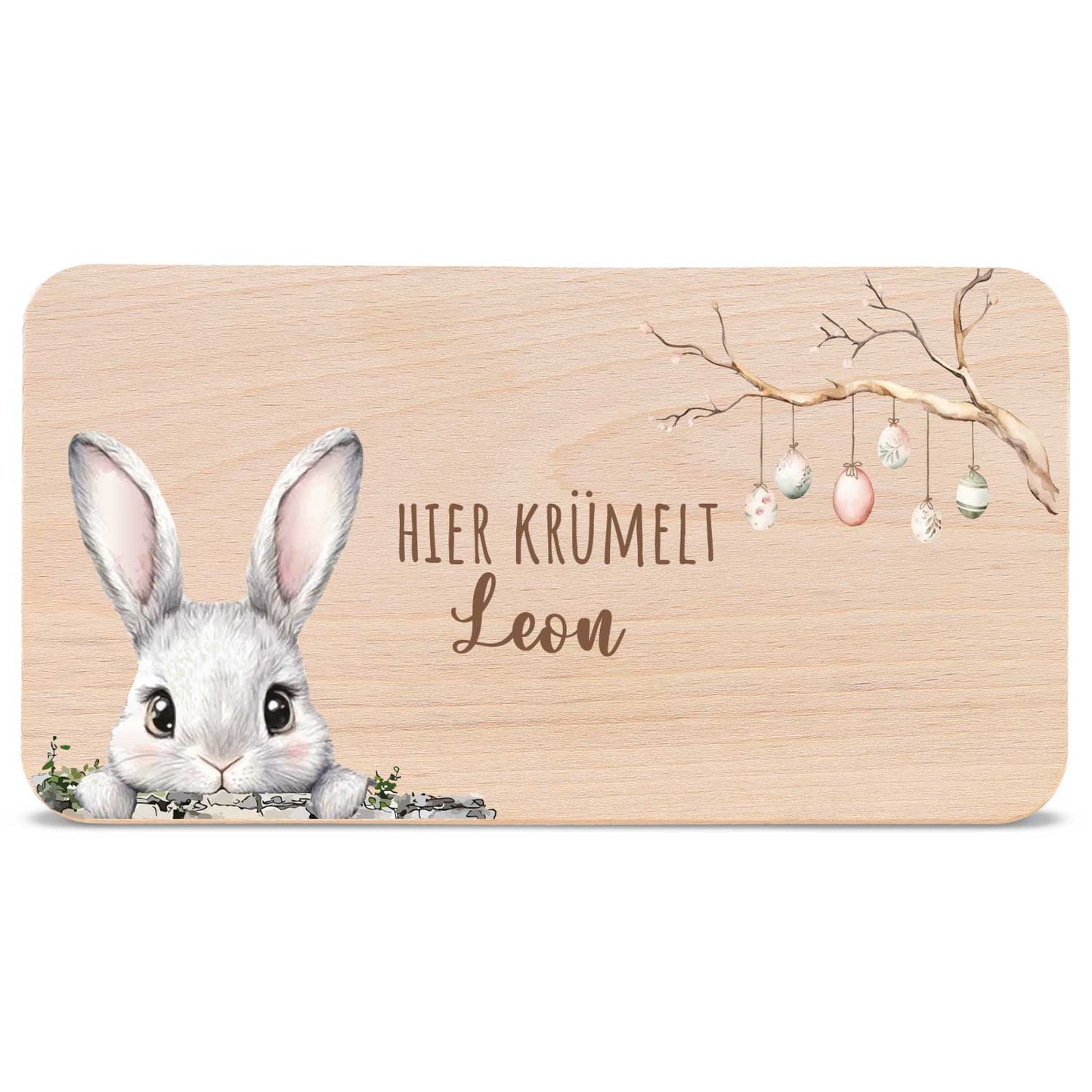 Frühstücksbrettchen mit Druck & Name zu Ostern