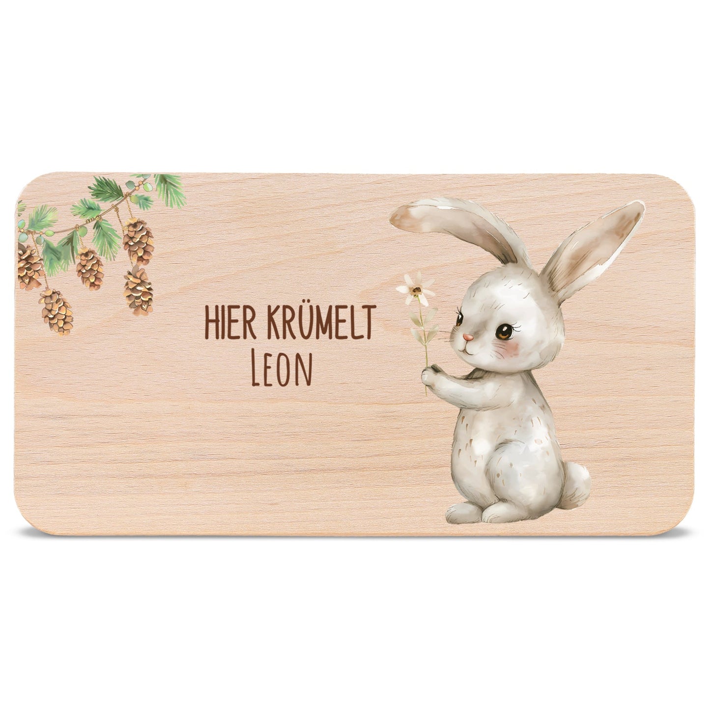 Bedrucktes Frühstücksbrettchen "Hier Krümelt" mit Tiermotiv & Namen