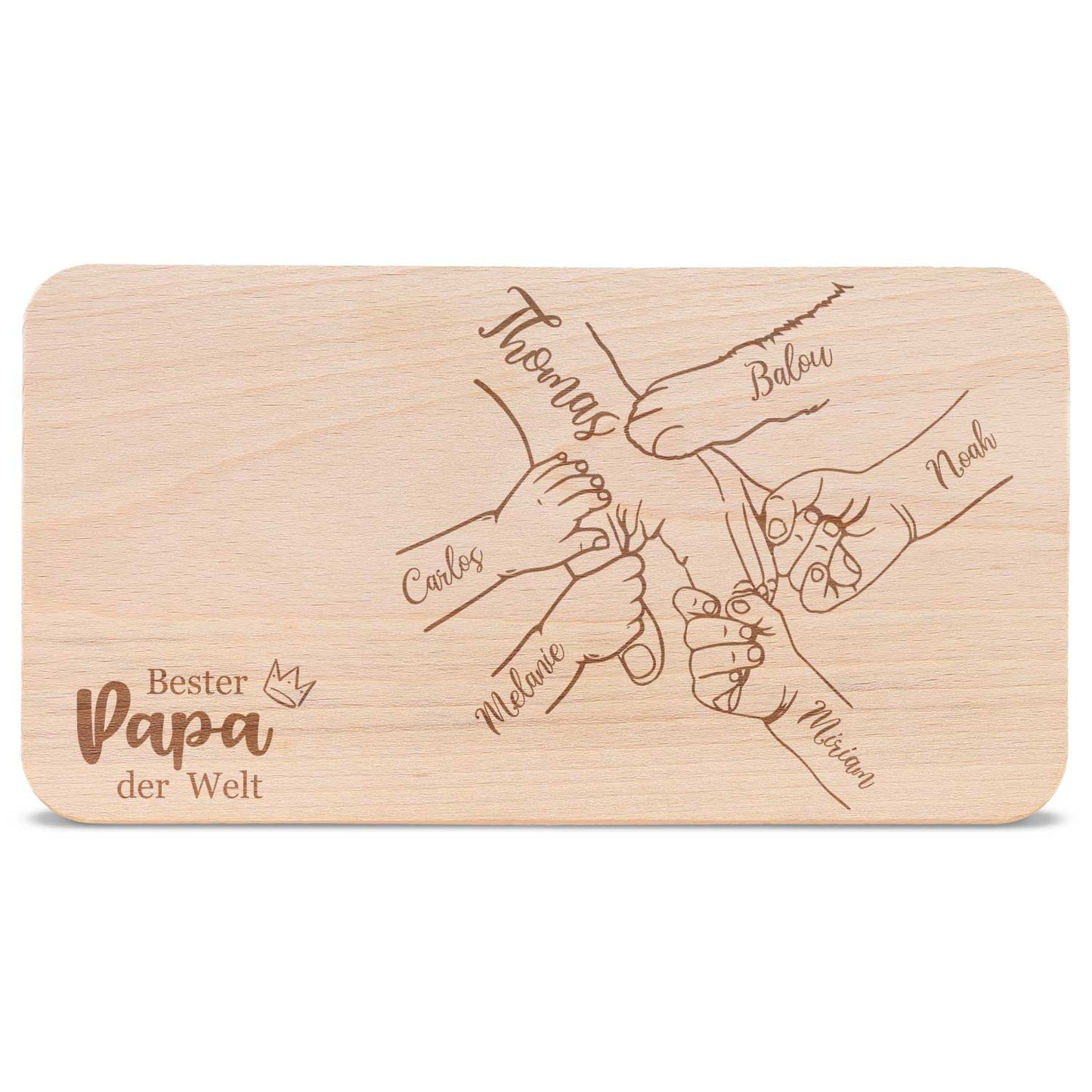 Frühstücksbrettchen mit Gravur "Kinderhände halten Papa"