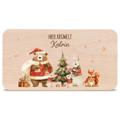 Frühstücksbrettchen zu Weihnachten - Pullovertiere - personalisiert mit Name