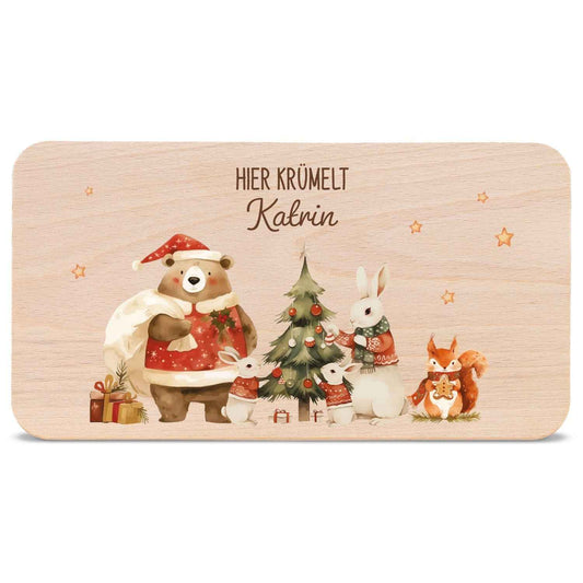 Frühstücksbrettchen zu Weihnachten - Pullovertiere - personalisiert mit Name