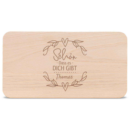 Frühstücksbrettchen aus Holz mit Gravur - "Schön dass es dich gibt"