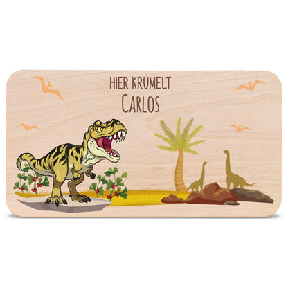 Frühstücksbrettchen mit Druckmotiv & Name - T-Rex Design