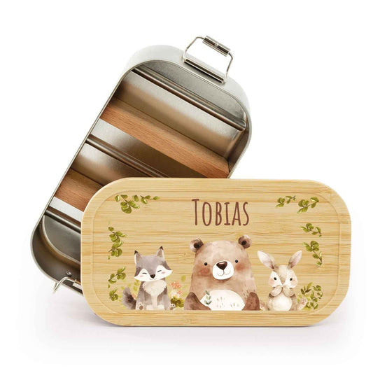 Brotdose mit Deckel für Kinder mit UV-Druck im "Bärenfreunde" Design