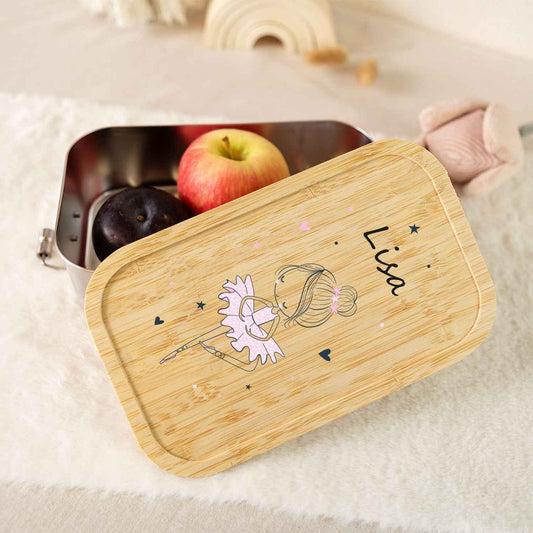 Brotdose mit Deckel für Kinder mit UV-Druck im "Ballerina" Design