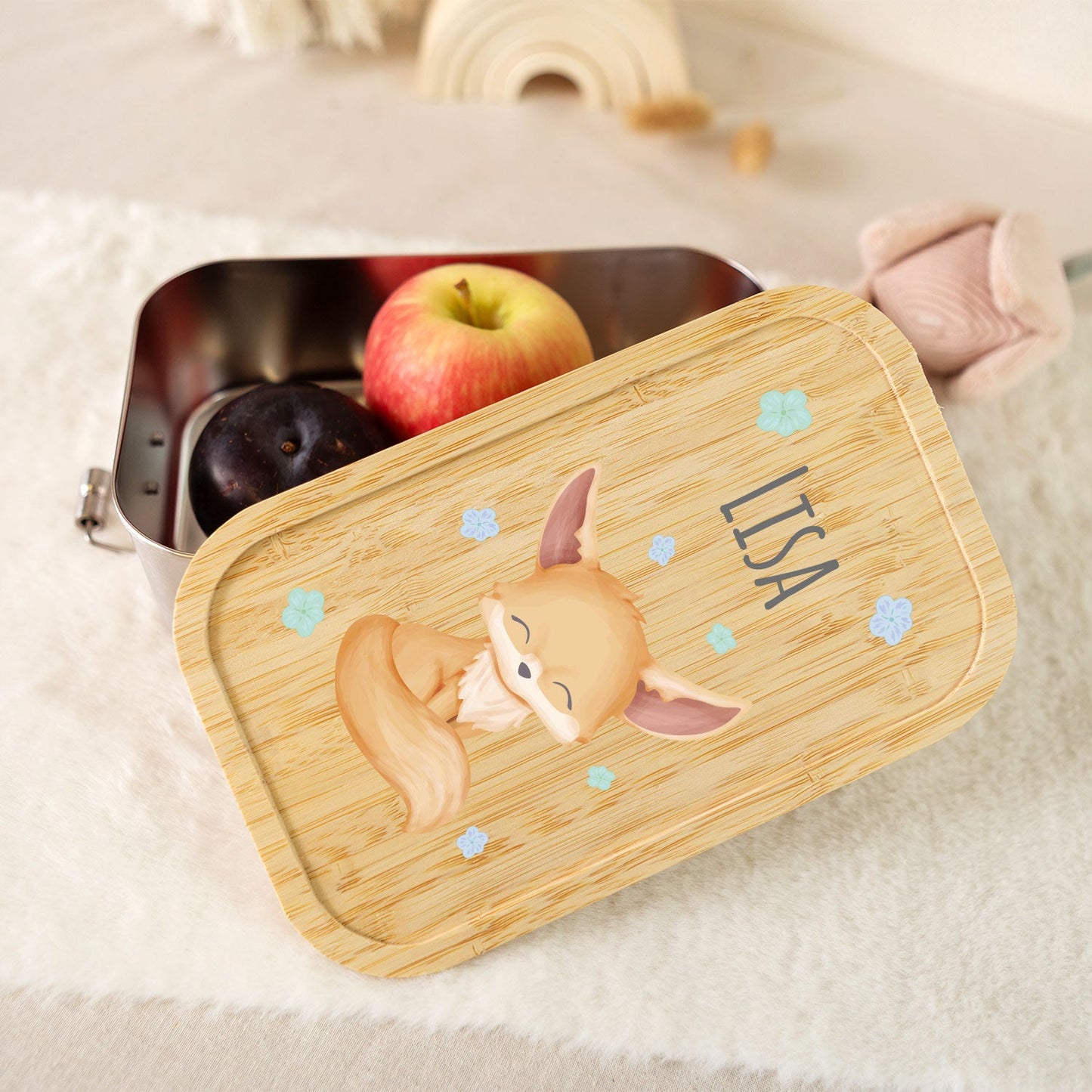 Brotdose mit Deckel für Kinder mit UV-Druck im "Fuchs" Design