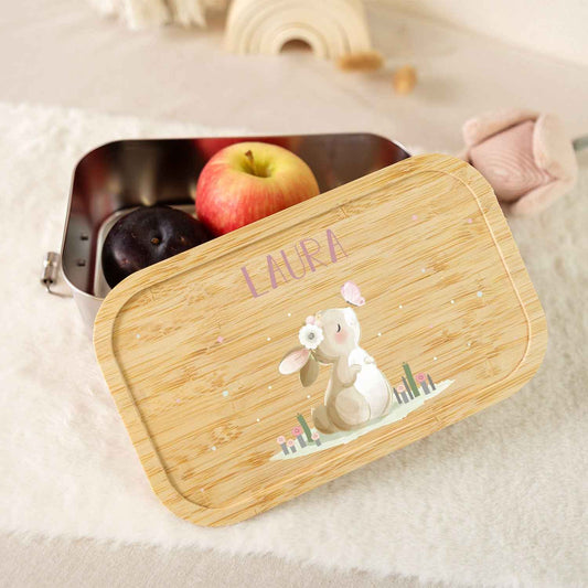Brotdose mit Deckel für Kinder mit UV-Druck im "Hase" Design