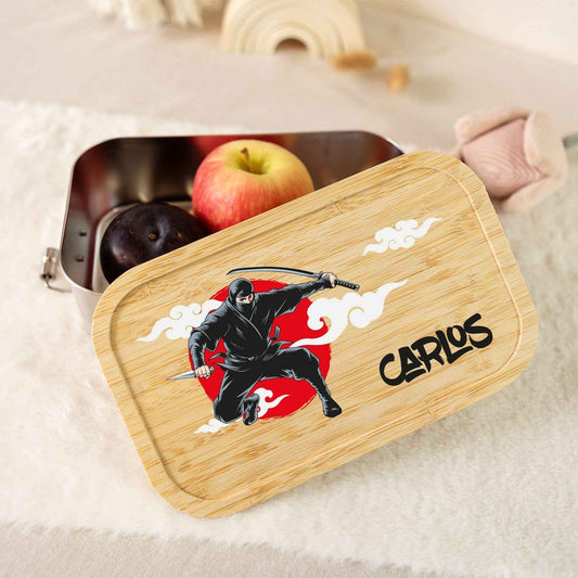 Brotdose mit Deckel für Kinder mit UV-Druck im "Ninja" Design