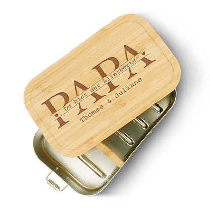 Brotdose mit graviertem Deckel - Papa du bist der Allerbeste